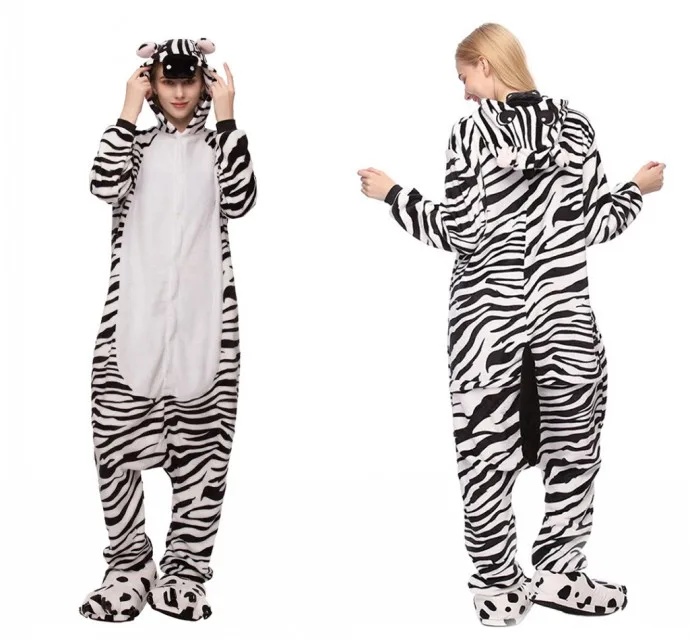mc0651 zebra Осень, унисекс, пижамы с животными для взрослых, аниме, комбинезон, Ститч, единорог, панда, медведь, фланелевая, милая, теплая, косплей, одежда для сна - Цвет: mc0651 zebra