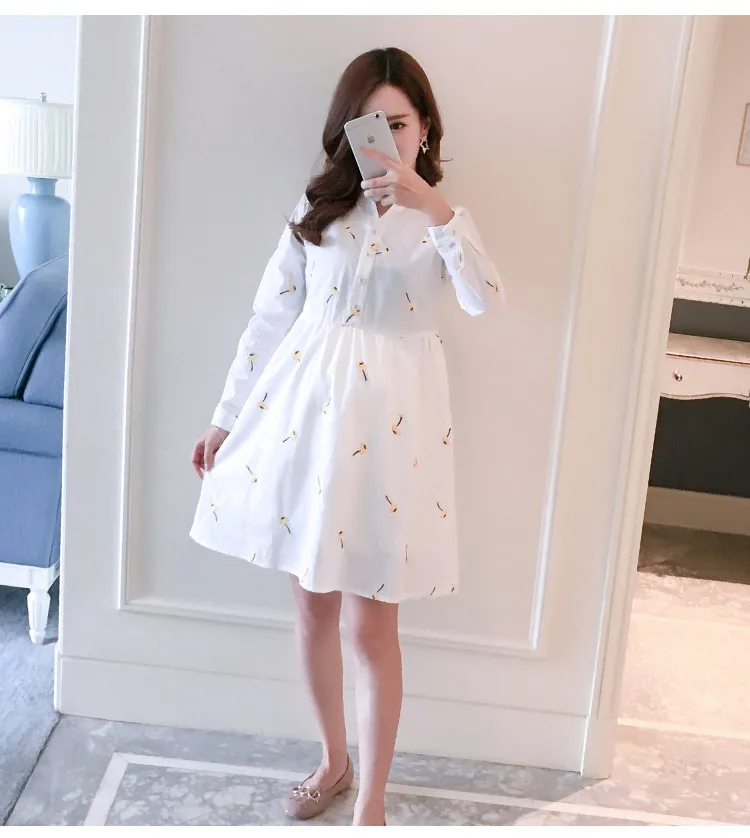 Dollplus/женская рубашка для беременных; топы; одежда для мамы; рубашка с длинными рукавами и цветочным рисунком; осеннее платье для беременных; рубашки для беременных; блузки