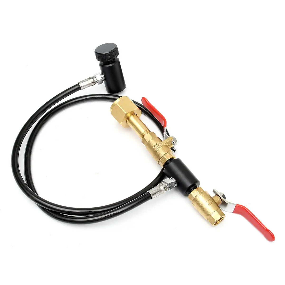 Paintball CO2 Fill Station Tank Bottle Refill Filler Dual Valve With 37 Inch High Pressure Hose Paintball Accessories
