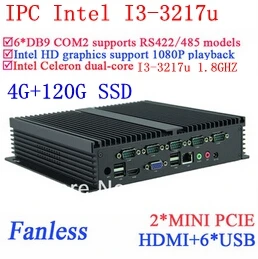 ПК с промышленным управлением двухъядерный мини I3 Gigabit Ethernet 6 COM 4 Гб ОЗУ 120 SSD WINDOWS