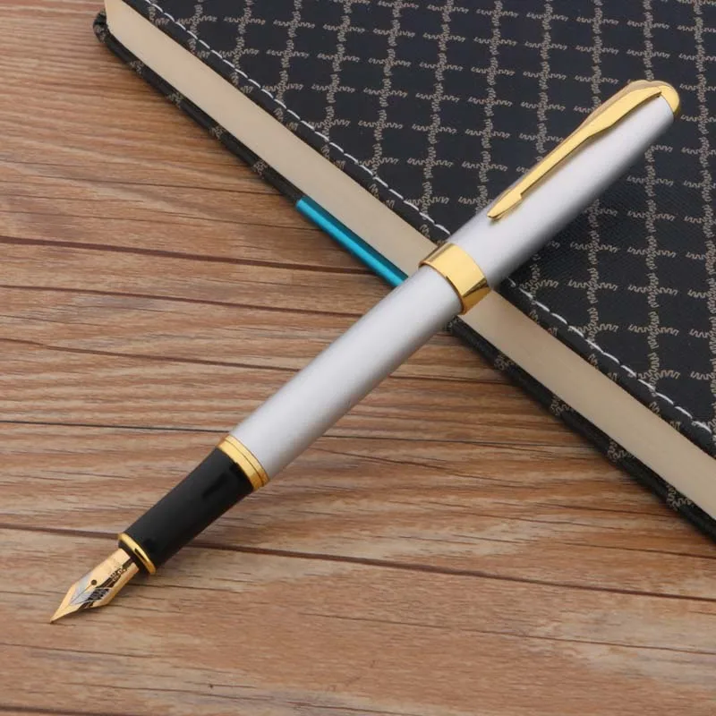 Студенческая Подарочная Серебряная Золотая перьевая ручка baoer 388 Medium Nib|Перьевые