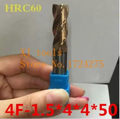 

Superior quality HRC60 5PCS*4F-1.5*4*4*50mm Solid Carbide End Mill CNC Milling Cutter Tool Bits For Steel Milling