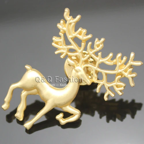 Женская блузка с золотистым оленем и рогом оленя рубашка воротником брошка на