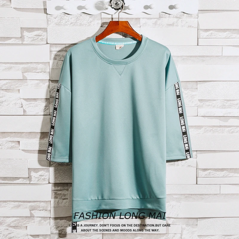 Men's Printed New Style Pullover Three Quart short Sleeved Sweatshirt Tops fashion WY120 | Мужская одежда