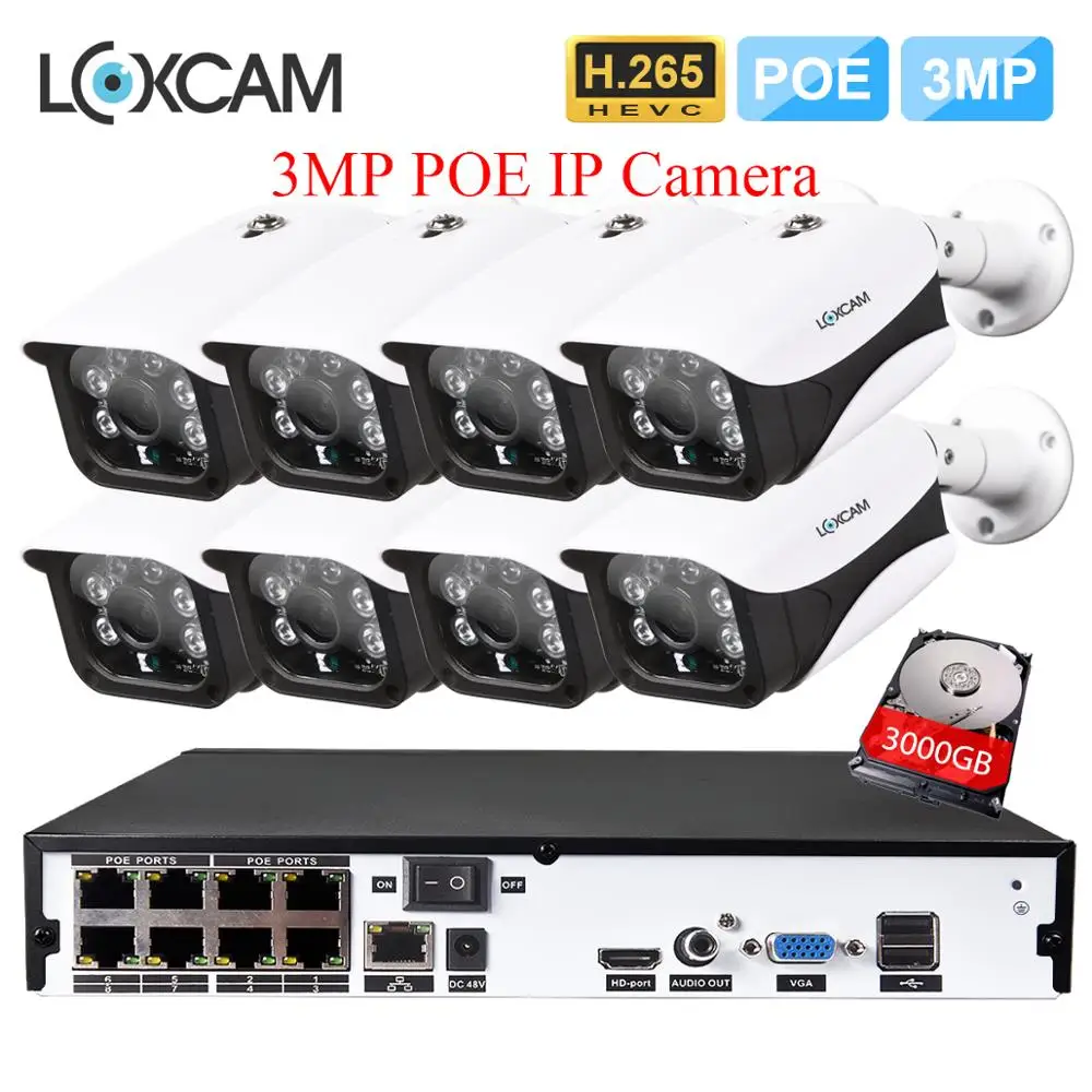 H.265 cctv система NVR 8CH 4MP POE Kit 8 шт. 48V супер 3MP открытый IP66 ip камера видеонаблюдения с