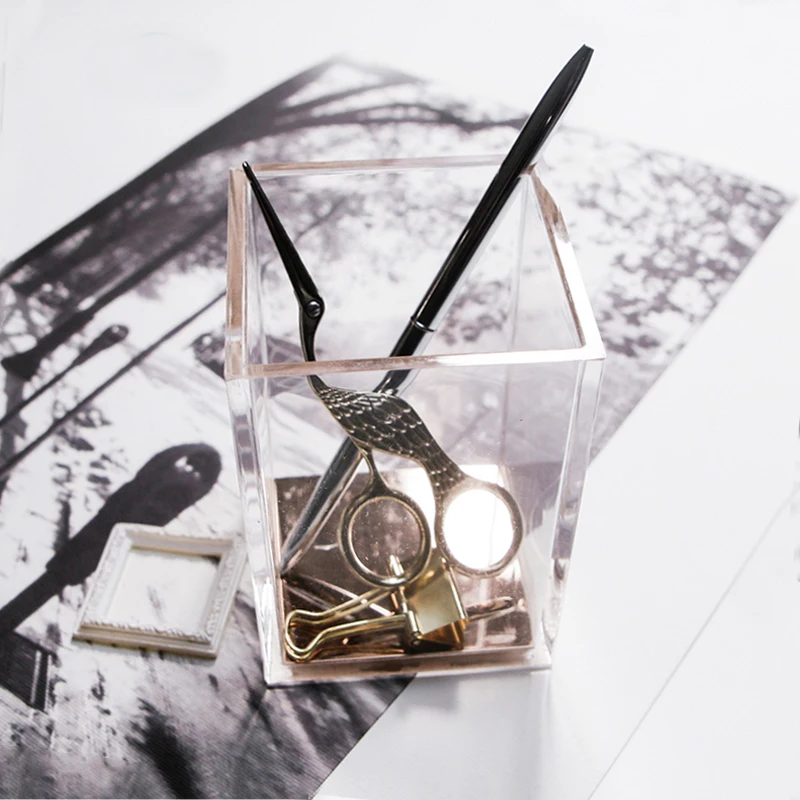 Золотое дно акриловая ручка держатель кристалл модный ящик для хранения кистей
