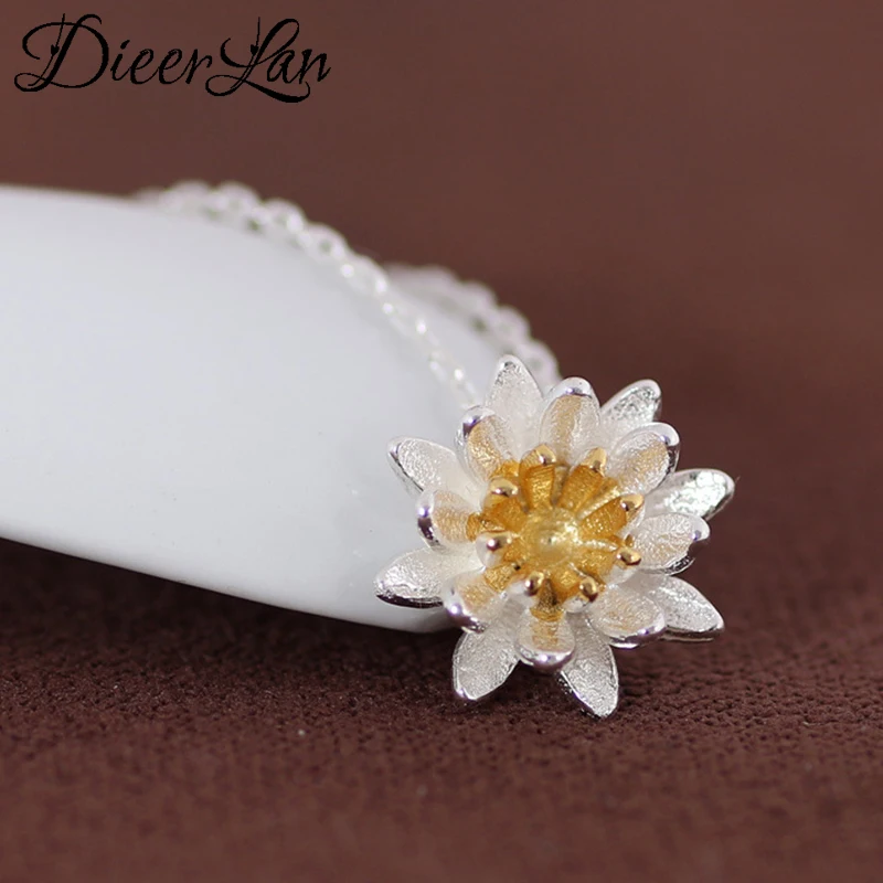 Модные Роскошные брендовые Серебристые ожерелья DIEERLAN с цветком лотоса для