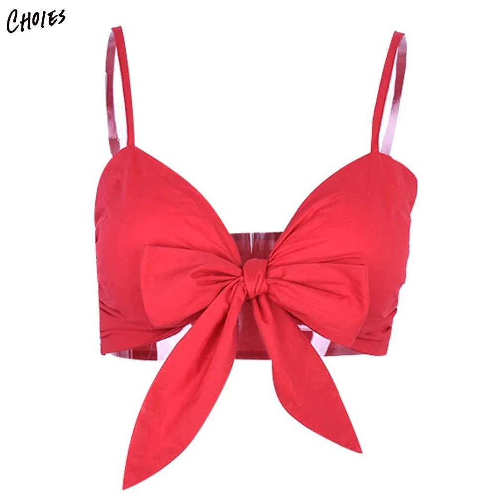Красный ремень спагетти Bow Tie Front Bralette в Для женщин Бюстгальтеры для Сексуальная