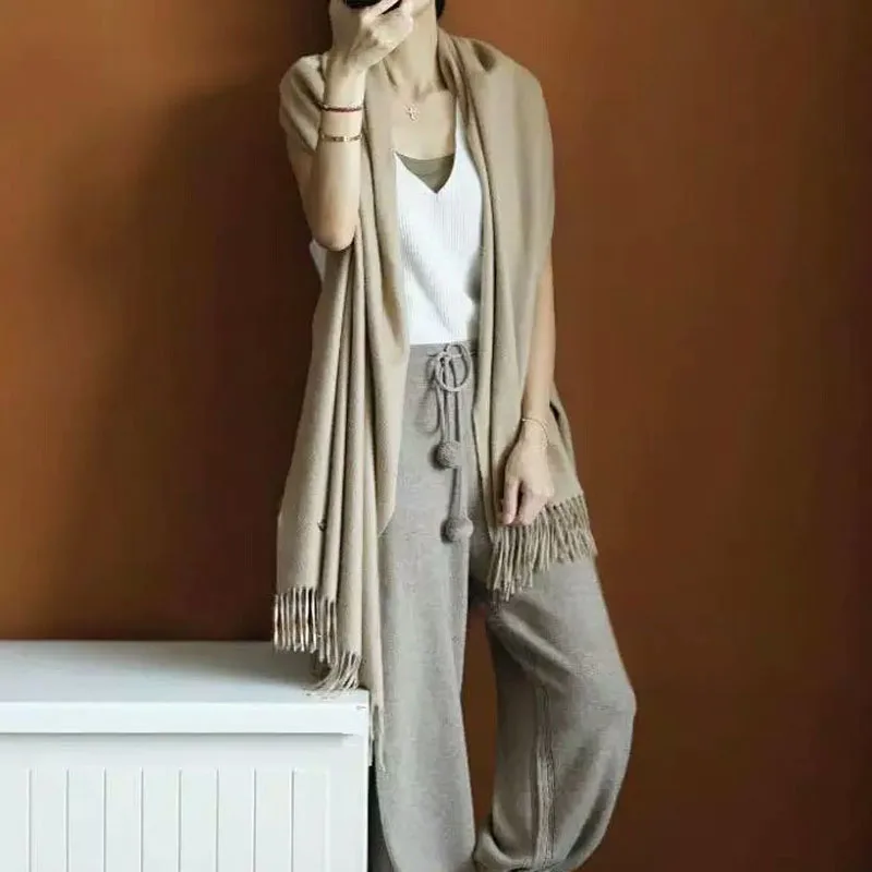 Женские брюки имитация кашемира Camel Gray модные широкие вязаные свободные теплые
