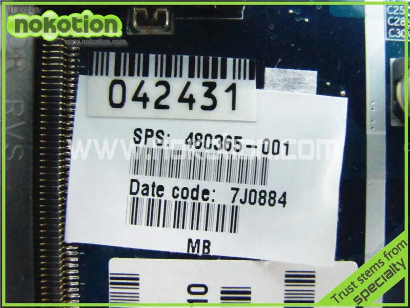 NOKOTION JAK00 LA-4082P 480365-001 материнская плата для ноутбука hp павильон DV7 DV7-1000 REV 1,0 Intel PM45 DDR2 GeForce 9600 м
