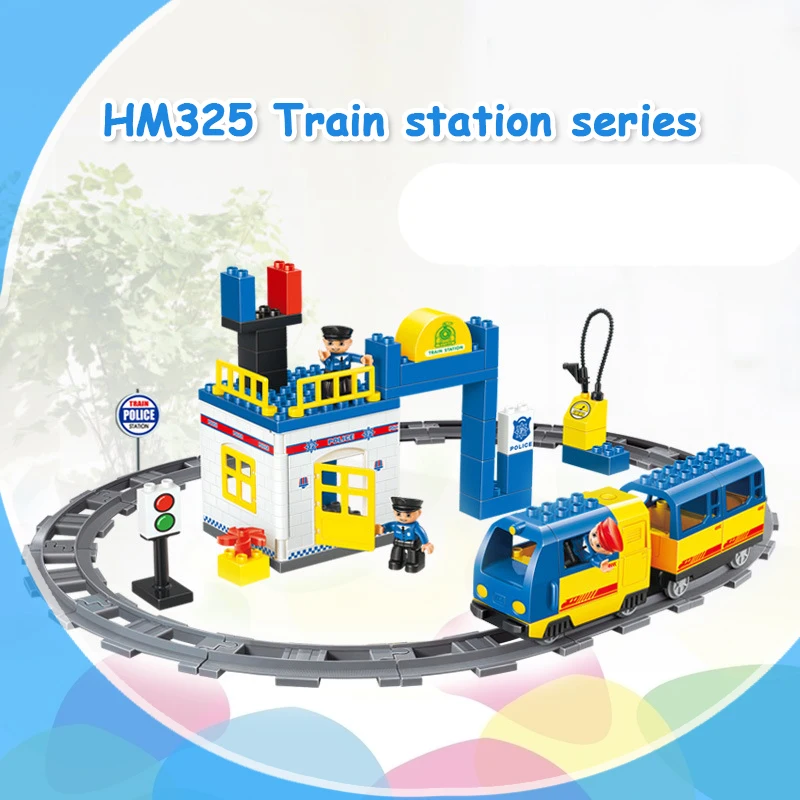 Рельсовые строительные блоки сборные полицейские с большим треком
