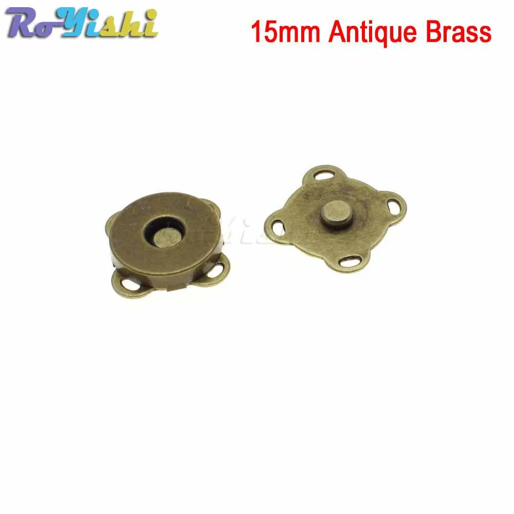 15mm Antique Brass Металлические застежки на магнитной застежке, застежки, пуговицы, сумочка, кошелек, сумки, аксессуары, 15 мм, 18 мм, 4 цвета - Цвет: 15mm Antique Brass