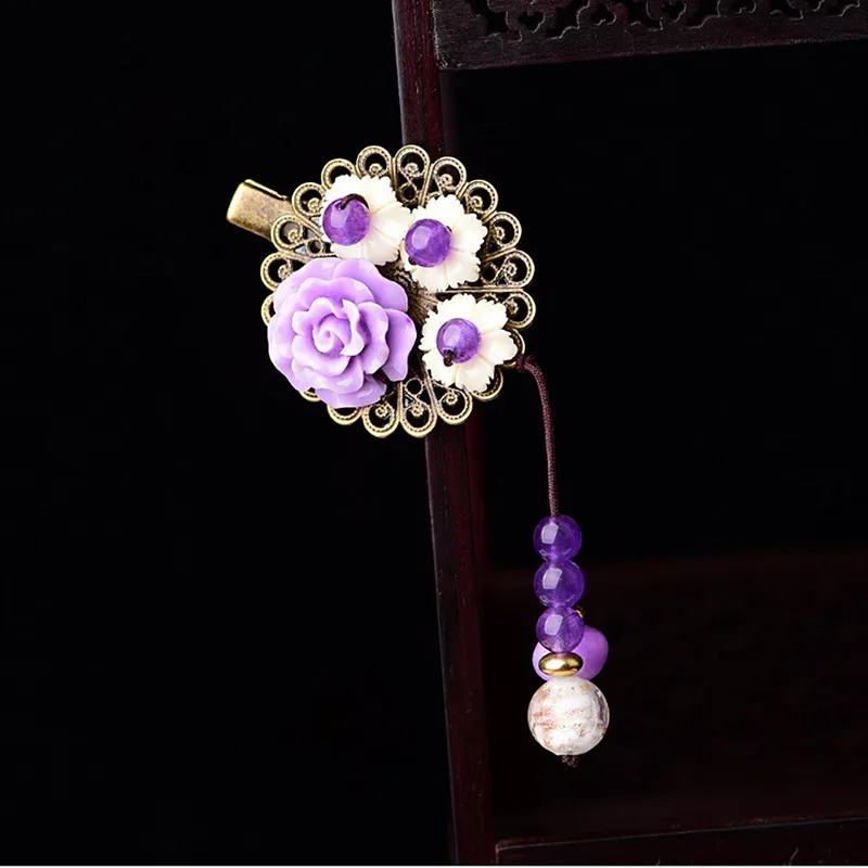 Yanting пурпурный халцедон украшения для волос Классические Этнические женские