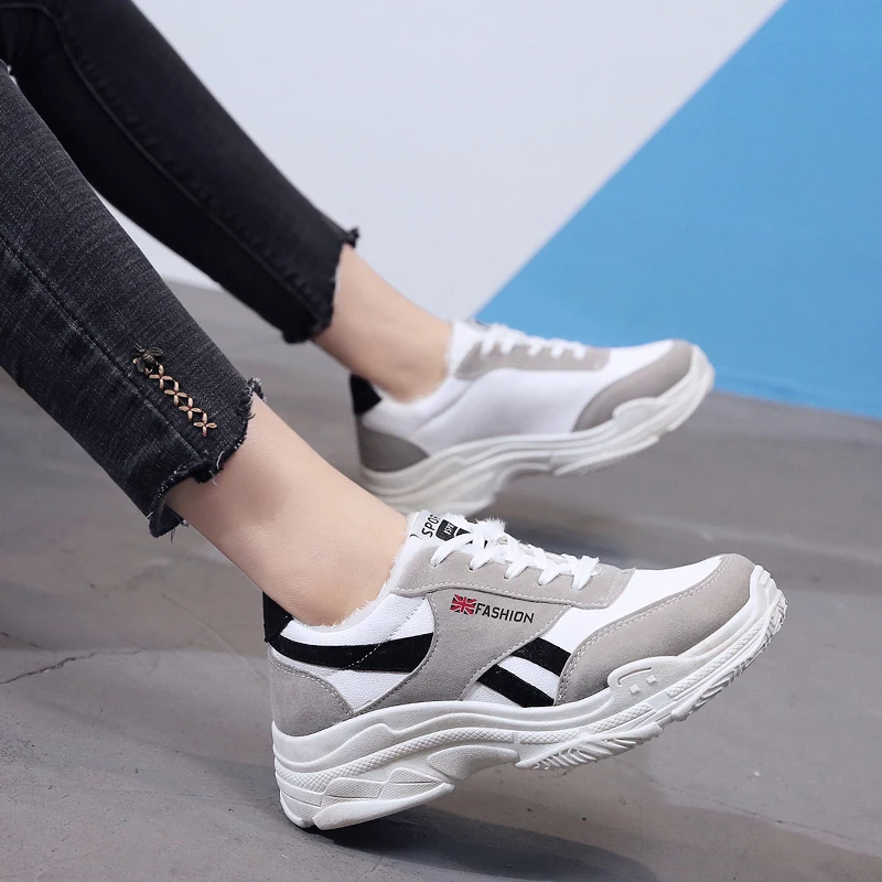 Зимние женские кроссовки из искусственной кожи женская повседневная обувь