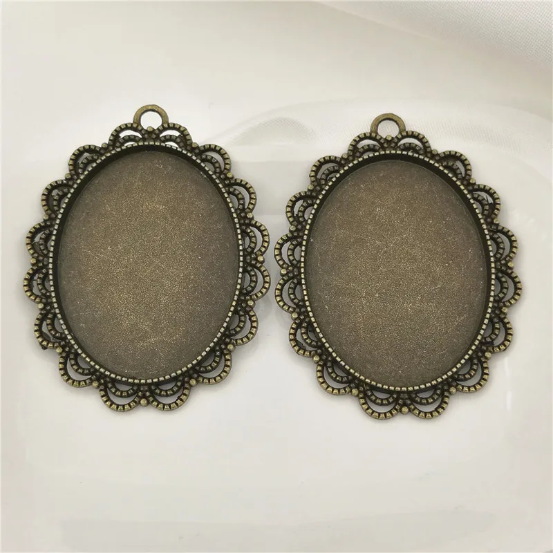 

10 pieces/lot Size 41*54mm Fit 30*40mm Zinc Alloy Antique Bronze Blank Tray Cameo pendant cabochon base cameo settings