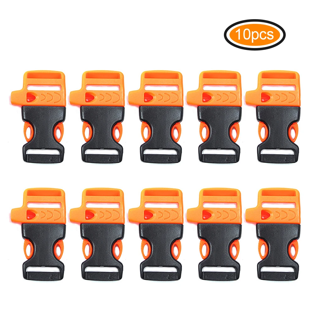 Orange S 10 шт. Наружный боковой быстрый выпуск Пластиковый Браслет Из паракорда с аварийным свистком для 20 мм паракордовый браслет для выживания инструмент - Цвет: Orange S