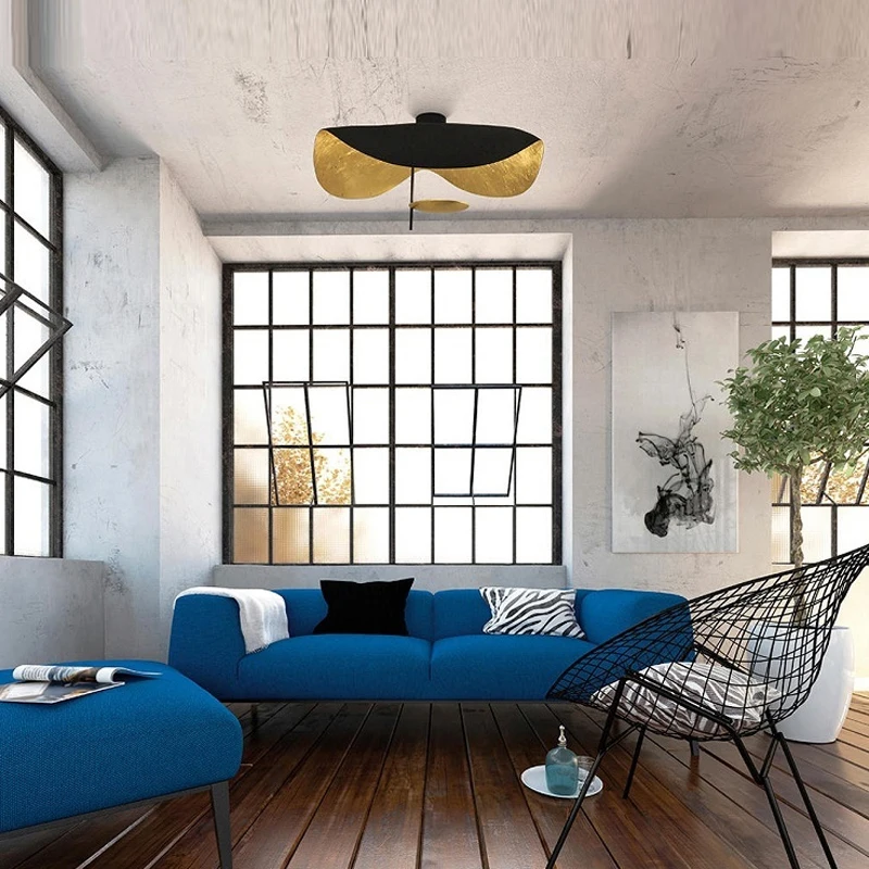 

indoor wrought Pendant Lights lampshade Flying saucer gold foil retro Edison modern LED bedroom Pendant Lamp