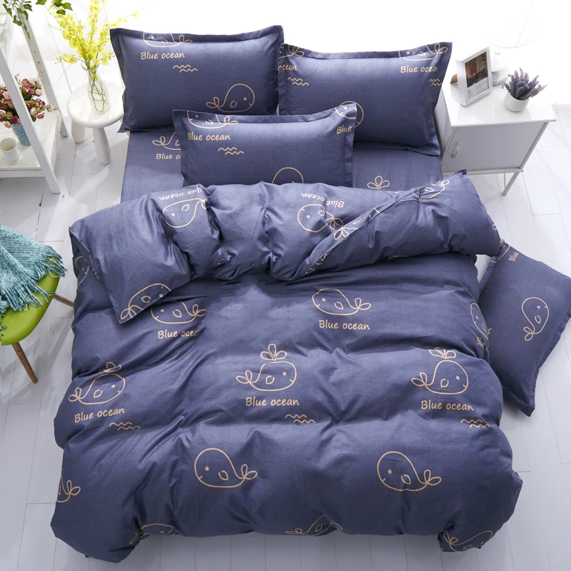 Набор постельного белья с принтом Кита постельное белье из хлопка пододеяльник