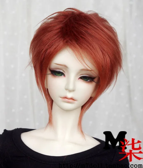 Bjd кукла парик 1/12 1/8 1/6 1/4 1/3 мех, цвет черный - Цвет: brick red