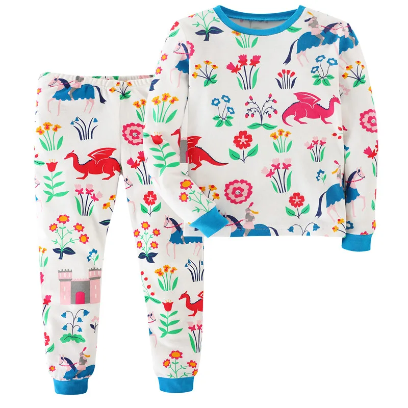 Little Bitty/детская одежда для сна хлопковые детские комплекты одежды с космическими ракетами топ+ штаны, детская одежда на осень и весну, костюм для мальчиков и девочек - Цвет: L6008 unicorn