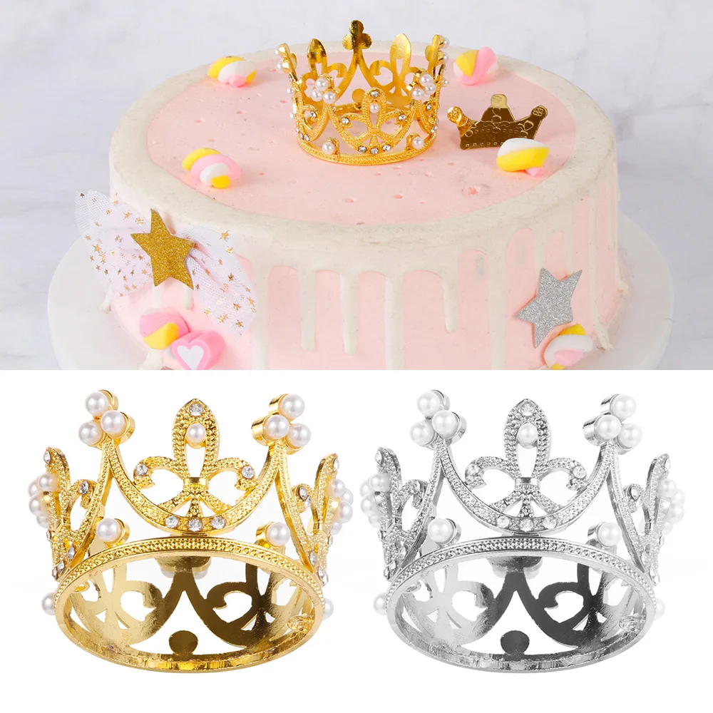 1 шт. блестящая мини корона металлическая жемчужная насадка для торта Свадебный