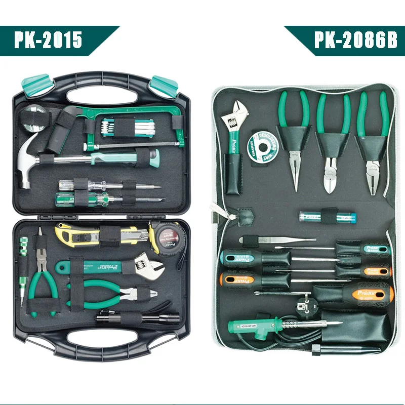 Pro'sKit PK- набор инструментов PK-2086B ящик для инструментов Набор для паяльника, пистолет для инструментов коробка для набора инструментов плоскогубцы отвертка набор гаечных ключей