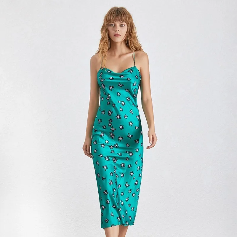 green TWOTWINSTYLE, без рукавов, с принтом, сексуальное платье для женщин, без бретелек, с открытыми плечами, высокая талия, бандаж, тонкие платья для вечеринок, женские летние - Цвет: green