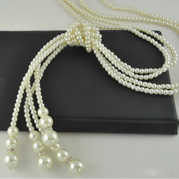 Женская двухслойная жемчужная цепочка-ожерелье идеально круглая жемчужина в