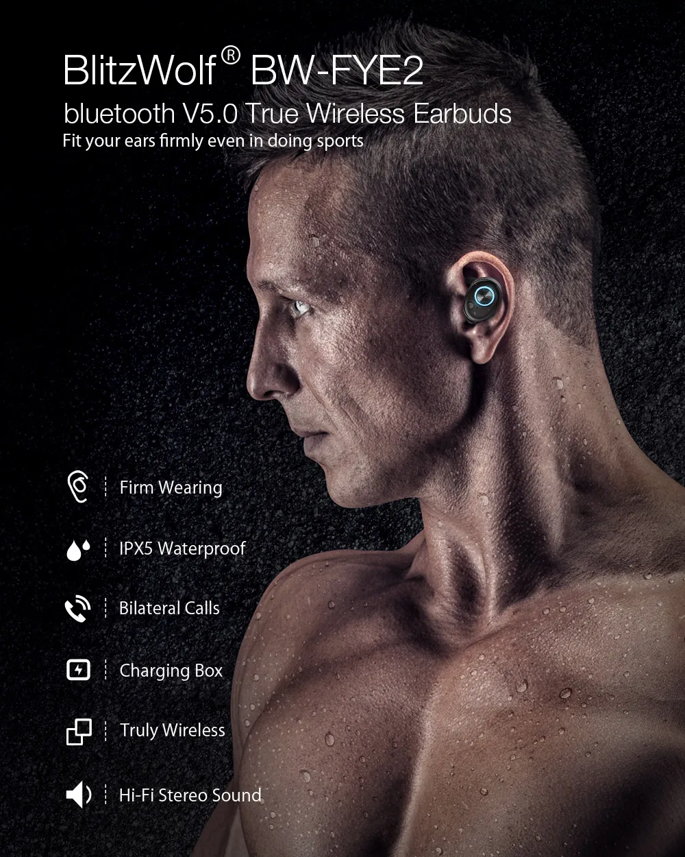 Blitzwolf BW-FYE2 TWS настоящие Беспроводные bluetooth 5,0 Наушники Hi-Fi стерео звук двусторонний звонок портативные мини спортивные наушники гарнитура