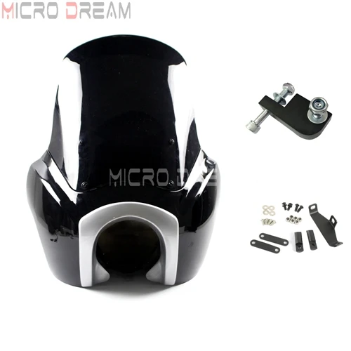 Black Chrome Black Фара мотоцикла обтекатель Маска дым лобовое стекло комплект для Harley Dyna Street Fat Bob FXDB FXD FXDC FXDWG FXR FXDL 1987 - Цвет: Black Chrome Black