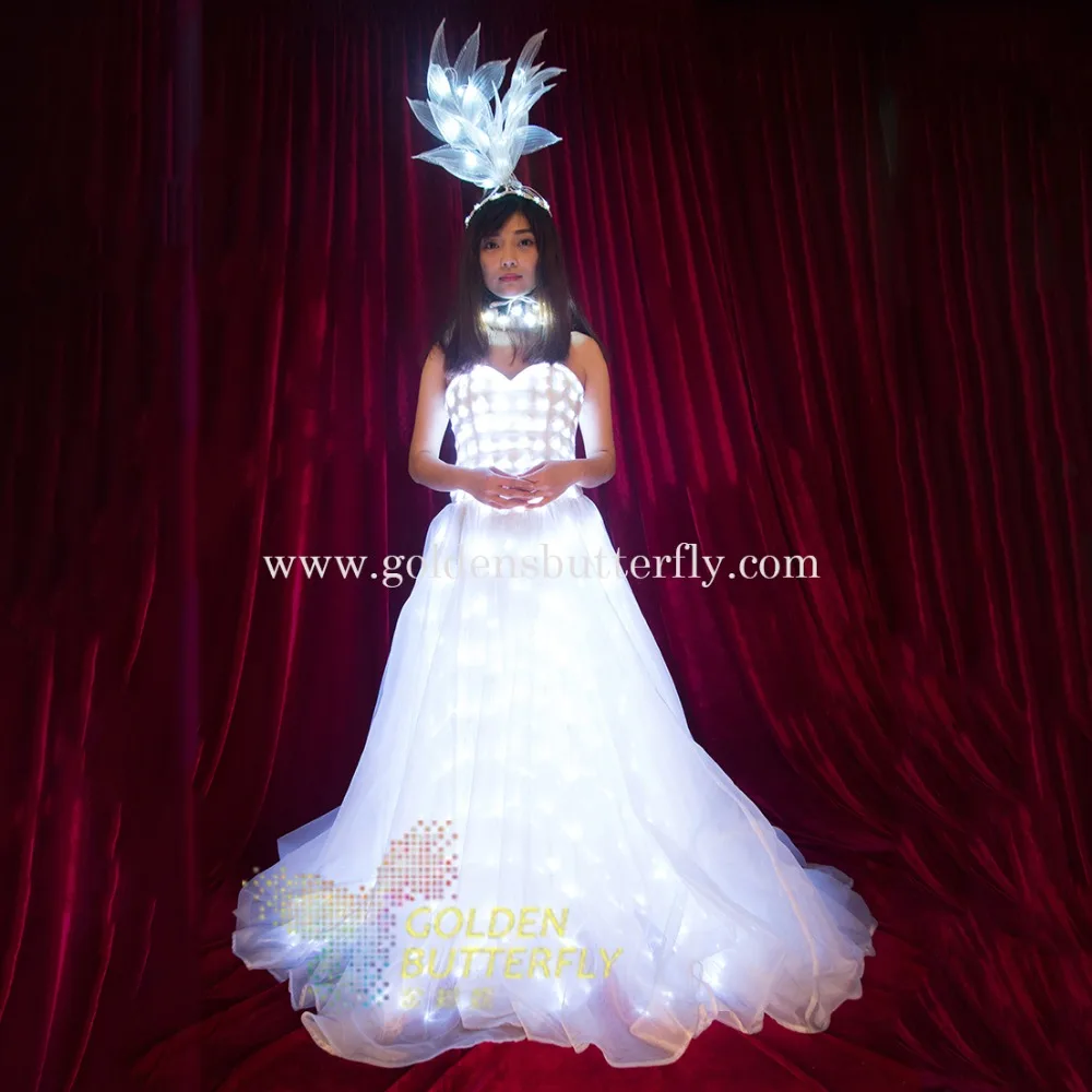 Светодиодное свадебное платье светящиеся костюмы светящаяся Свадебная юбка для