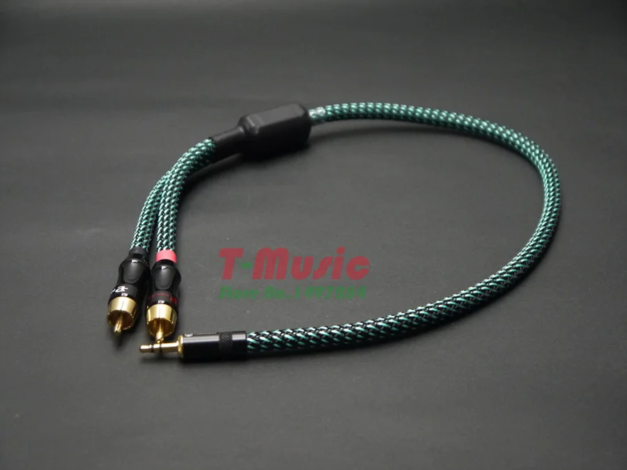 1 шт. HiFi аудио кабель 3 5 мм на 2 RCA 4N OFC (зеленая версия) | Электроника