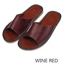 wine red Размеры 35-44; домашние тапочки из натуральной кожи; высококачественные женские и мужские тапочки; нескользящая классная домашняя обувь; летняя обувь для мужчин и женщин - Цвет: wine red