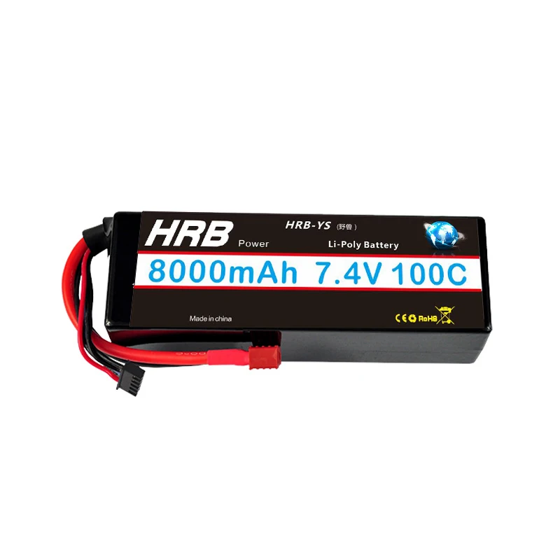 HRB RC Lipo 2S Аккумулятор 7 4 в 4200 мАч 5200 6000 7000 8000 55C 60C 100C Жесткий Чехол для 1/10 Scale Trx4
