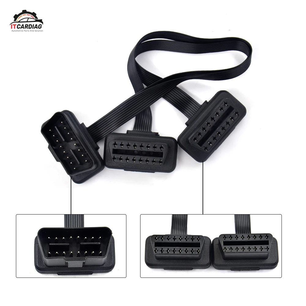 30 см ODB OBD2 кабель 16 контактный 1 Мужской до 2 Женский OBD II разъем 1-2 Диагностика