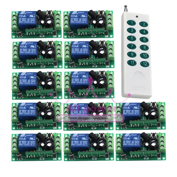 Горячая Распродажа беспроводной РЧ пульт дистанционного управления 1 шт. 12CH с 1CH 12