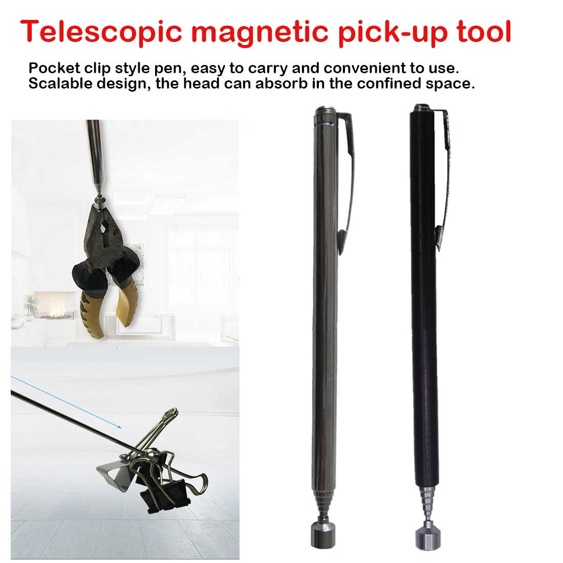 

Magnet Pick Up Tool Portable Strong Magnetic Pick Up Suction Telescopic Extension Rod with Lights Magnetic Metal Screw Parts