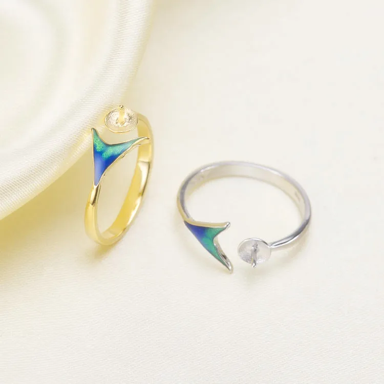 Mermaid Pearl Ring Settings S925 Sterling Silver Tail of Rings Holder Women DIY Blue Beautiful Accessory | Украшения и аксессуары