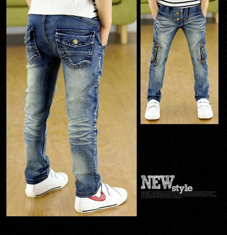 Новинка осени 2018 детские джинсы модные стильные на молнии для мальчиков 4 10 лет