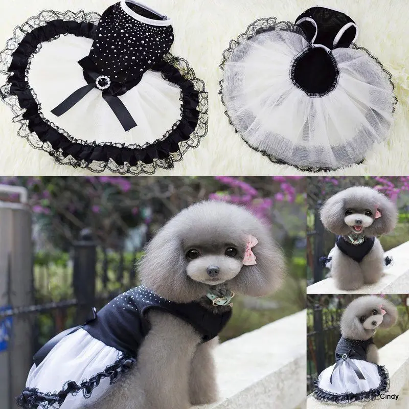 Платье пачка со стразами и бантом для маленьких питомцев щенков собак кошек