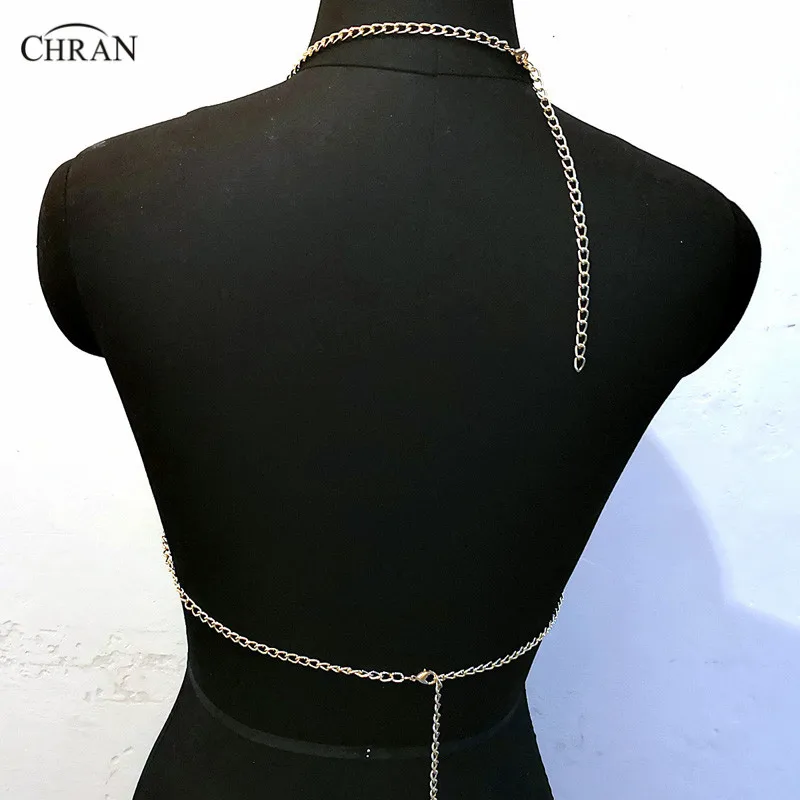 Chran Seascale Mesh Bra Bralet Womens Sequins Metal Chain Crop Tops 2018 Summer Harness Halter Necklace Nightclub Party Jewelry | Украшения