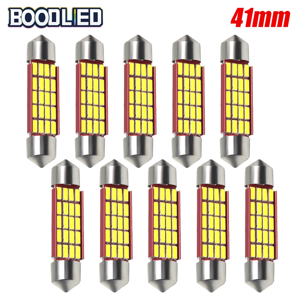 

10 шт. фестон 41 мм светодиод C5W C10W светодиодная CAN-шина без ошибок 4014 SMD лампы белый светильник лампы для автомобиля Купол Автомобиля карта све...