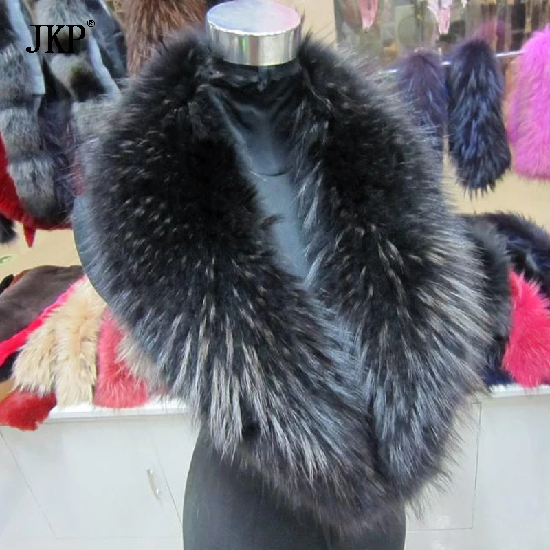 Воротник из натурального меха енота/шарф/воротник большого енота шарф