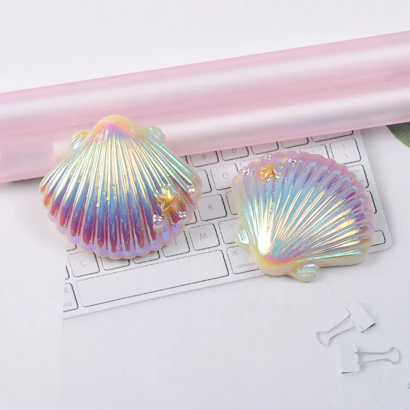 10 шт. Смола Kawaii Лазерная оболочка Flatback украшение из Неограненного драгоценного камня DIY аксессуары предметы для скрапбукинга украшения: 25*26 мм