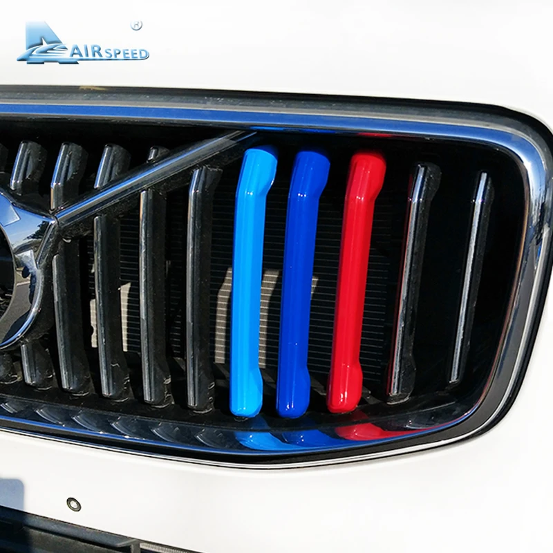 Airspeed для Volvo XC60 S90 аксессуары для автомобиля Передняя решетка полосатые Чехлы зажим решетки радиатора украшения отделка наклейки автомобиль-Стайлинг