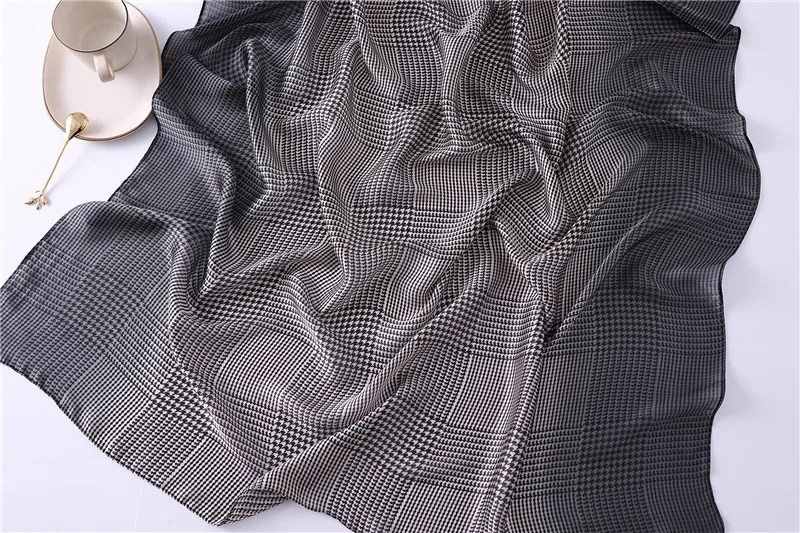 Women Silk scarf Beach Shawl Echarpe Luxurious Wrap Designer scarves female Houndstooth panshmina beach stole bandana | Аксессуары для
