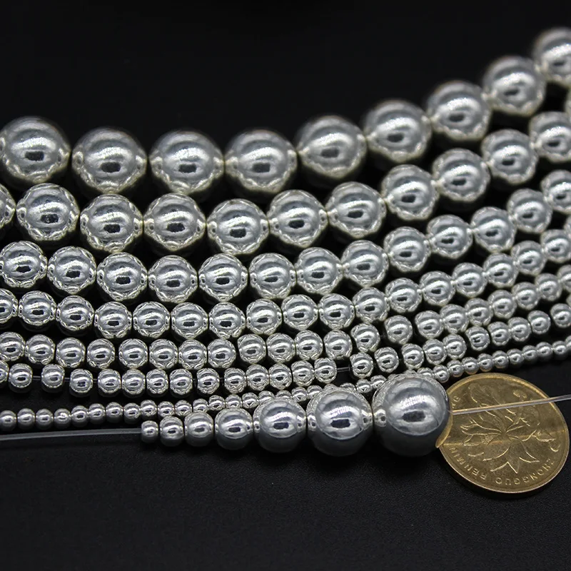 Круглые тибетские серебряные металлические Гладкие бусины-разделители 3 4 5 6 мм 100