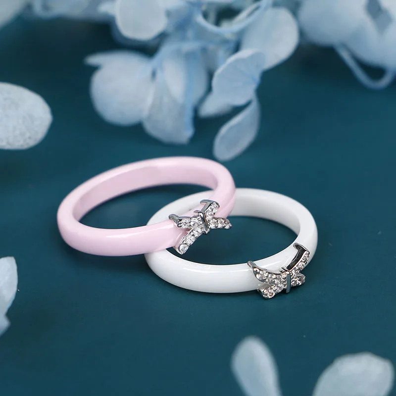 Изысканные 3 мм серебряные керамические кольца со стрекозой розовый белый цвет