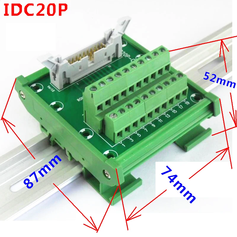 Папа-разъем IDC20P для клеммной колодки 20P адаптер коммутационной платы релейная