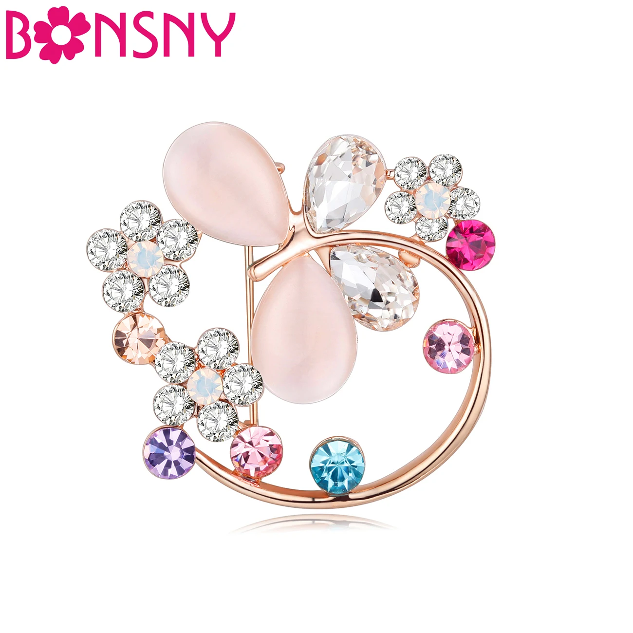 

Bonsny Crystal Opal Alloy Flower Basket Brooch For Women Wedding Brooches Pin Collar Scarf Decoration 2017 New Fashion Jewelry